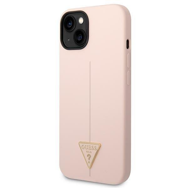 Guess GUHCP14SSLTGP Pink Silicone Triangle iPhone 14 Tok
