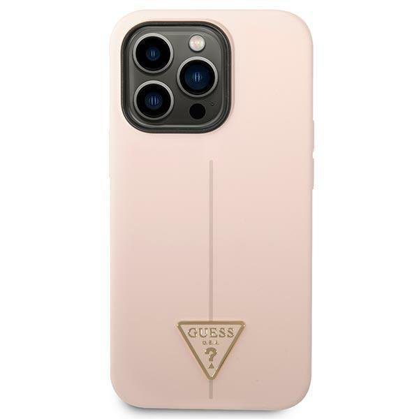 Guess GUHCP14XSLTGP Pink Silicone Triangle iPhone 14 Pro Max Tok