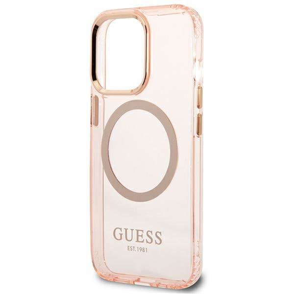 Guess GUHMP13LHTCMP Pink Gold Outline Translucent MagSafe iPhone 13 Pro Tok