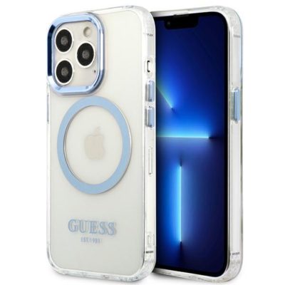 Guess GUHMP13LHTRMB Blue Metal Outline Magsafe iPhone 13 Pro Tok