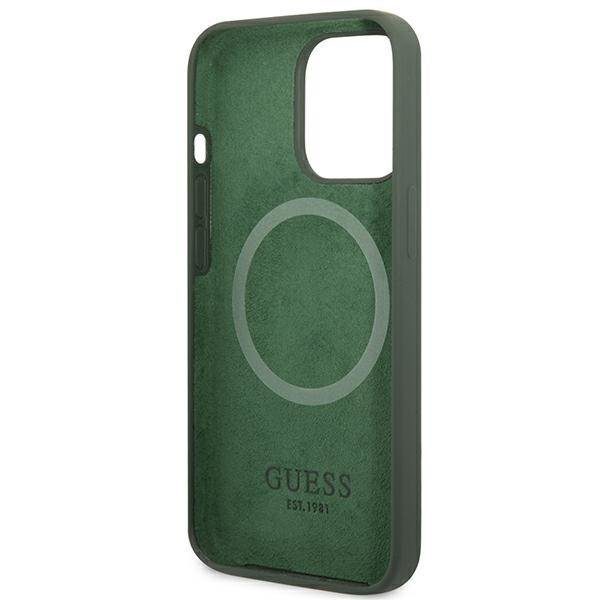 Guess GUHMP13LSPLA Khaki Silicone Logo Plate MagSafe iPhone 13 Pro Tok