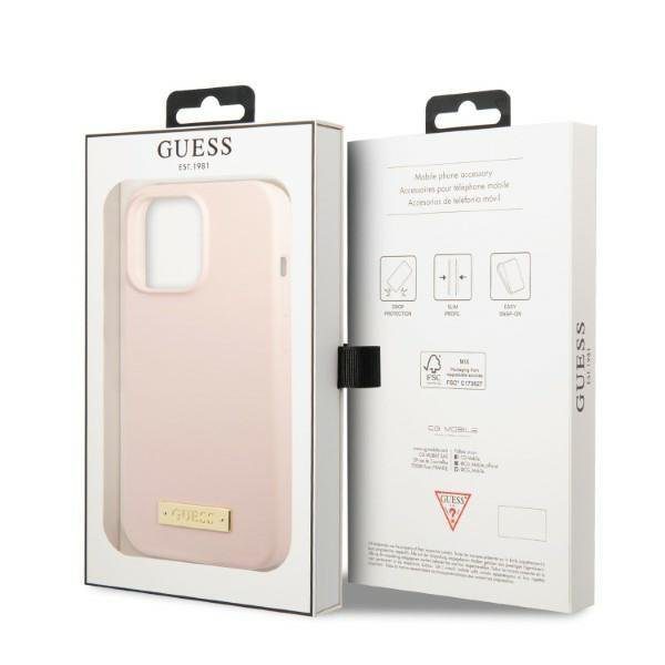 Guess GUHMP13LSPLP Pink Silicone Logo Plate MagSafe iPhone 13 Pro Tok