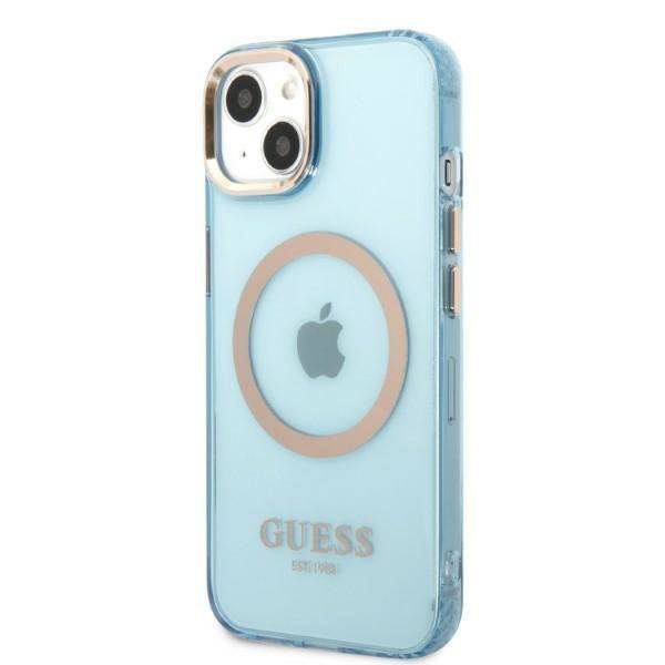 Guess GUHMP13MHTCMB Blue Gold Outline Translucent MagSafe iPhone 13 Tok