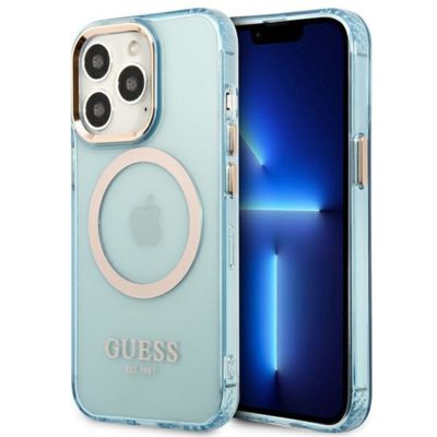 Guess GUHMP13XHTCMB Blue Gold Outline Translucent MagSafe iPhone 13 Pro Max Tok