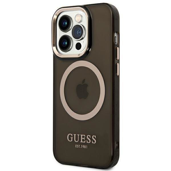 Guess GUHMP14LHTCMK Black Gold Outline Translucent MagSafe iPhone 14 Pro Tok