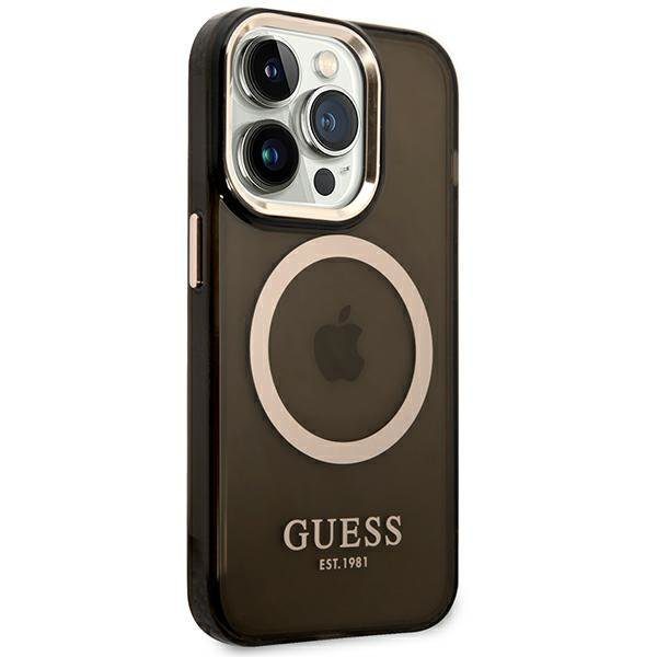 Guess GUHMP14LHTCMK Black Gold Outline Translucent MagSafe iPhone 14 Pro Tok