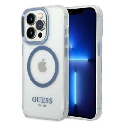 Guess GUHMP14LHTRMB Blue Metal Outline Magsafe iPhone 14 Pro Tok