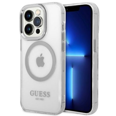 Guess GUHMP14LHTRMS Silver Metal Outline Magsafe iPhone 14 Pro Tok