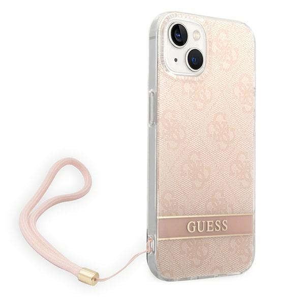 Guess GUOHCP14MH4STP Pink 4G Print Strap iPhone 14 Plus Tok