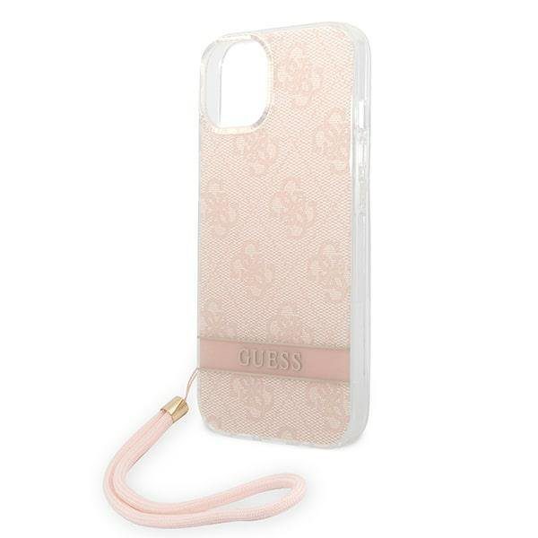 Guess GUOHCP14MH4STP Pink 4G Print Strap iPhone 14 Plus Tok