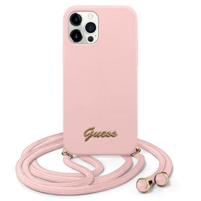 Guess Metal Logo Cord Pink iPhone 12 Pro Max Tok