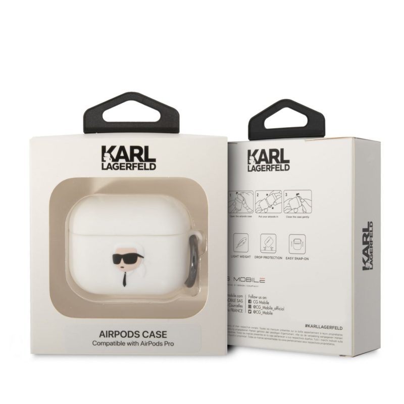 Karl Lagerfeld 3D Logo NFT Karl Head Silicone White AirPods Pro Tok