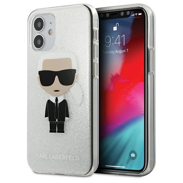 Karl Lagerfeld Glitter Ikonik Karl Silver iPhone 12 Mini Tok