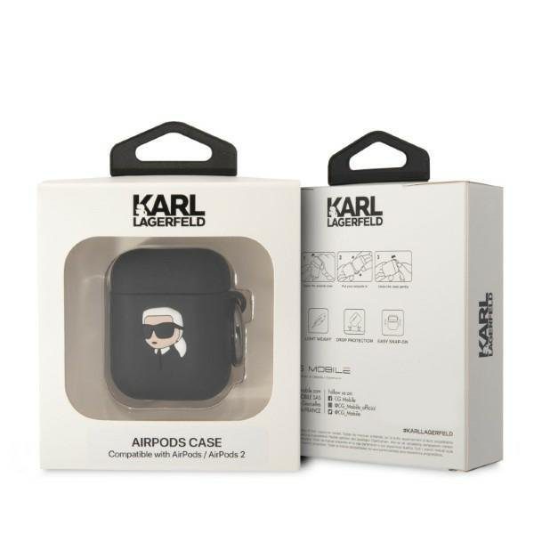 Karl Lagerfeld KLA2RUNIKK Black Silicone Karl Head 3D AirPods 1/2 Tok