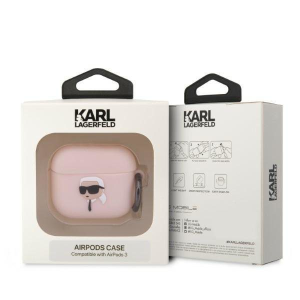 Karl Lagerfeld KLA3RUNIKP Pink Silicone Karl Head 3D AirPods 3 Tok