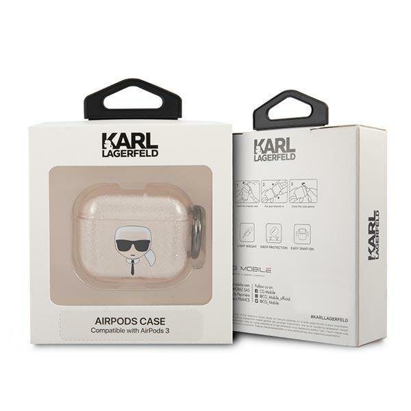 Karl Lagerfeld KLA3UKHGD Gold Glitter Karl`s Head AirPods 3 Tok