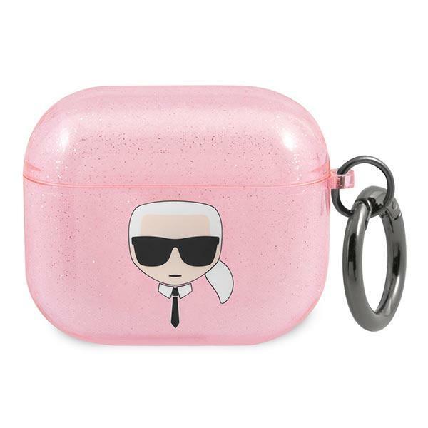 Karl Lagerfeld KLA3UKHGP Pink Glitter Karl`s Head AirPods 3 Tok