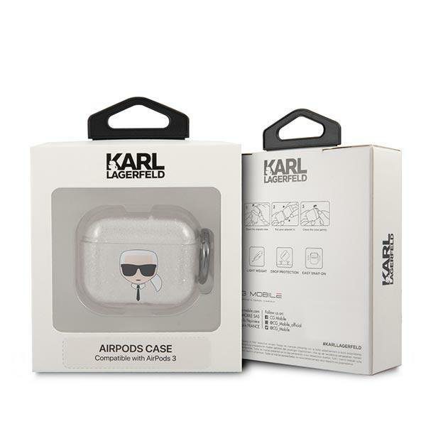Karl Lagerfeld KLA3UKHGS Silver Glitter Karl`s Head AirPods 3 Tok