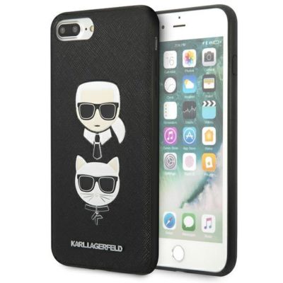 Karl Lagerfeld KLHCI8LSAKICKCBK Black Saffiano Ikonik Karl&Choupette Head iPhone 7 Plus/8 Plus Tok