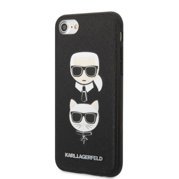 Karl Lagerfeld KLHCI8SAKICKCBK Black Saffiano Ikonik Karl&Choupette Head iPhone 8/7/SE 2020/SE 2022 Tok