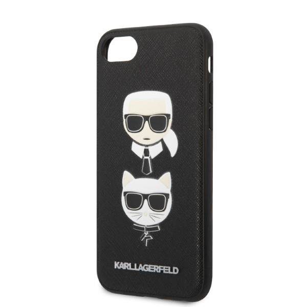 Karl Lagerfeld KLHCI8SAKICKCBK Black Saffiano Ikonik Karl&Choupette Head iPhone 8/7/SE 2020/SE 2022 Tok