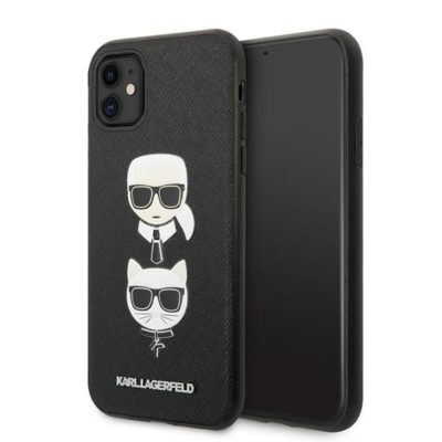 Karl Lagerfeld KLHCN61SAKICKCBK Black HardCase Saffiano Ikonik Karl&Choupette Head iPhone 11 Tok