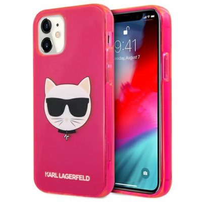 Karl Lagerfeld KLHCP12SCHTRP Glitter Choupette Pink Fluo iPhone 12 Mini Tok