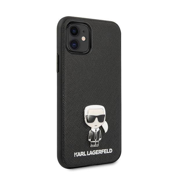 Karl Lagerfeld KLHCP12SIKMSBK Black Saffiano Ikonik Metal iPhone 12 Mini Tok