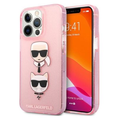 Karl Lagerfeld KLHCP13LKCTUGLP Glitter Karl&Choupette Pink iPhone 13 Pro Tok