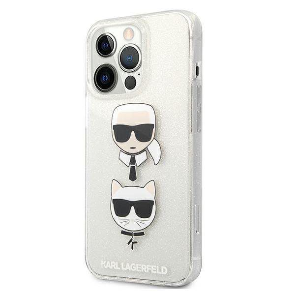 Karl Lagerfeld KLHCP13LKCTUGLS Glitter Karl&Choupette Silver iPhone 13 Pro Tok
