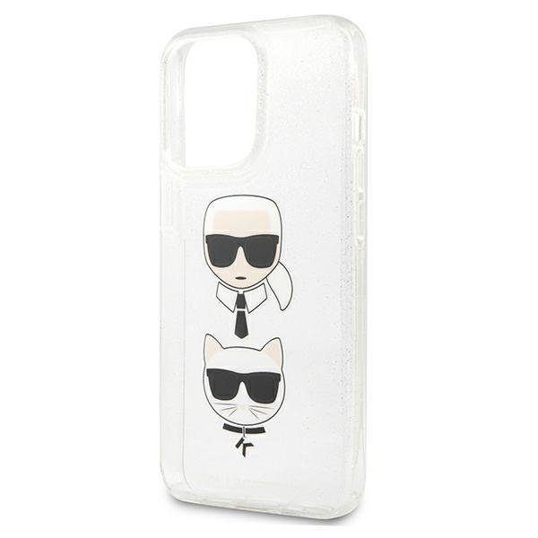 Karl Lagerfeld KLHCP13LKCTUGLS Glitter Karl&Choupette Silver iPhone 13 Pro Tok