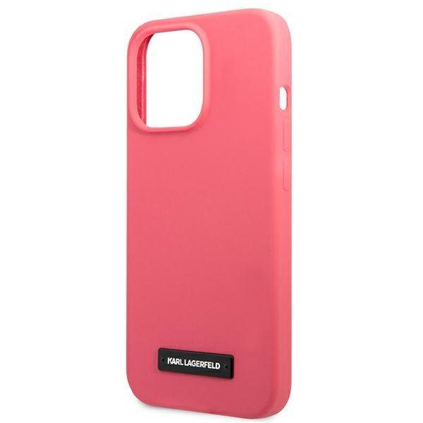 Karl Lagerfeld KLHCP13LSLMP1PI Fuchsia Silicone Plaque iPhone 13 Pro Tok