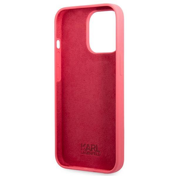 Karl Lagerfeld KLHCP13LSLMP1PI Fuchsia Silicone Plaque iPhone 13 Pro Tok