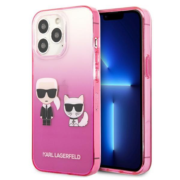 Karl Lagerfeld KLHCP13LTGKCP Pink Gradient Ikonik Karl & Choupette iPhone 13 Pro Tok