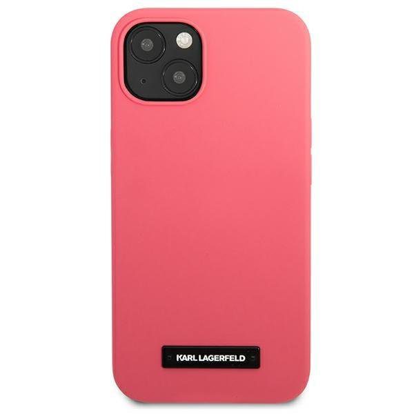 Karl Lagerfeld KLHCP13MSLMP1PI Fuchsia Silicone Plaque iPhone 13 Tok