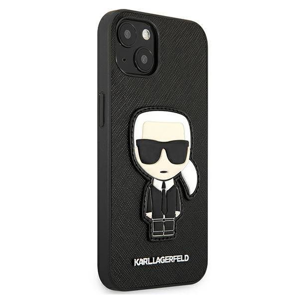 Karl Lagerfeld KLHCP13SOKPK Black Saffiano Ikonik Karl`s Patch iPhone 13 Mini Tok
