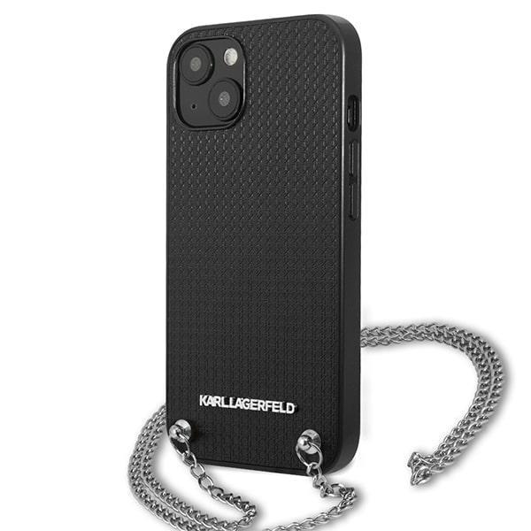 Karl Lagerfeld KLHCP13SPMK Black Leather TextuRed and Chain iPhone 13 Mini Tok