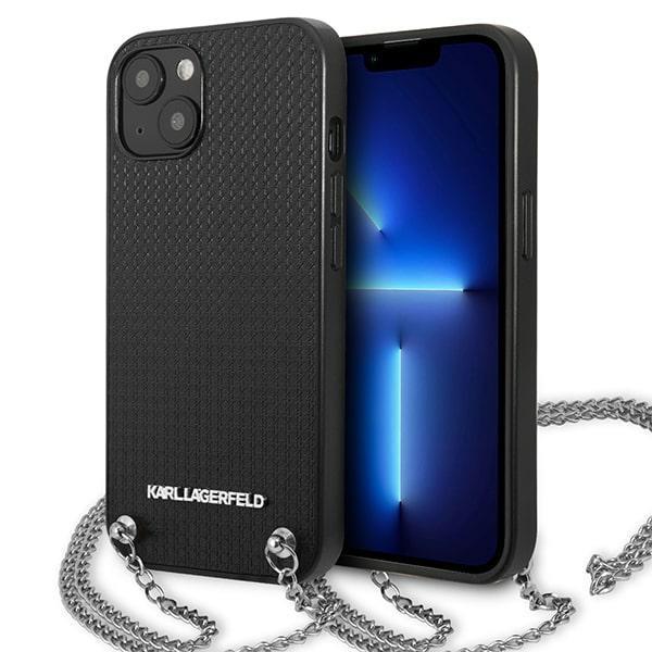 Karl Lagerfeld KLHCP13SPMK Black Leather TextuRed and Chain iPhone 13 Mini Tok