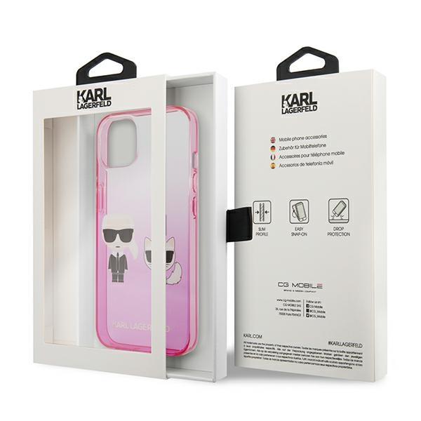 Karl Lagerfeld KLHCP13STGKCP Pink Gradient Ikonik Karl & Choupette iPhone 13 Mini Tok
