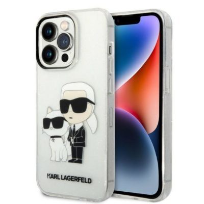 Karl Lagerfeld KLHCP14LHNKCTGT Transparent IML GLIT NFT Karl&Choupette iPhone 14 Pro Tok