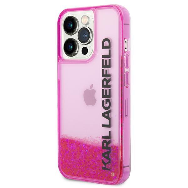 Karl Lagerfeld KLHCP14LLCKVF Pink Liquid Glitter Elong iPhone 14 Pro Tok