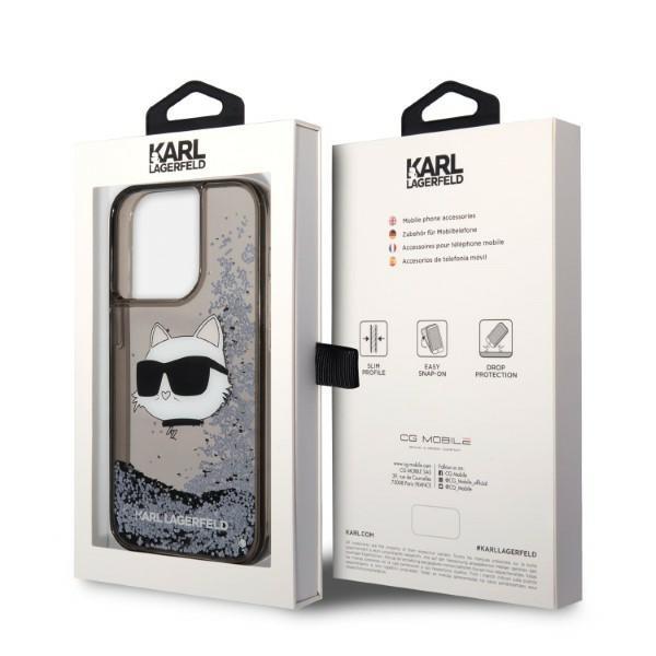 Karl Lagerfeld KLHCP14LLNCHCK Black Glitter Choupette Head iPhone 14 Pro Tok