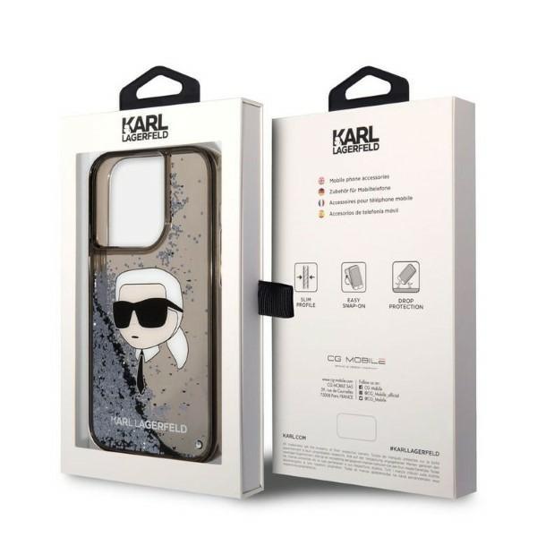 Karl Lagerfeld KLHCP14LLNKHCK Black Glitter NFT Karl Head iPhone 14 Pro Tok