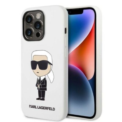 Karl Lagerfeld KLHCP14LSNIKBCH White Silicone Ikonik iPhone 14 Pro Tok