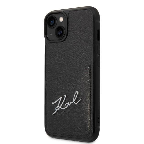 Karl Lagerfeld KLHCP14MCSSK Black Signature Logo Cardslot iPhone 14 Plus Tok