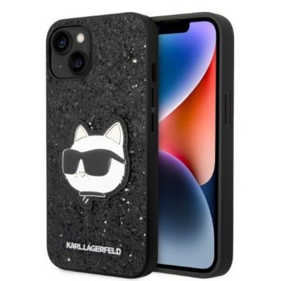 Karl Lagerfeld KLHCP14MG2CPK Black Glitter Choupette Patch iPhone 14 Plus Tok