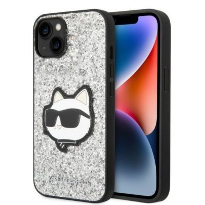 Karl Lagerfeld KLHCP14MG2CPS Silver Glitter Choupette Patch iPhone 14 Plus Tok