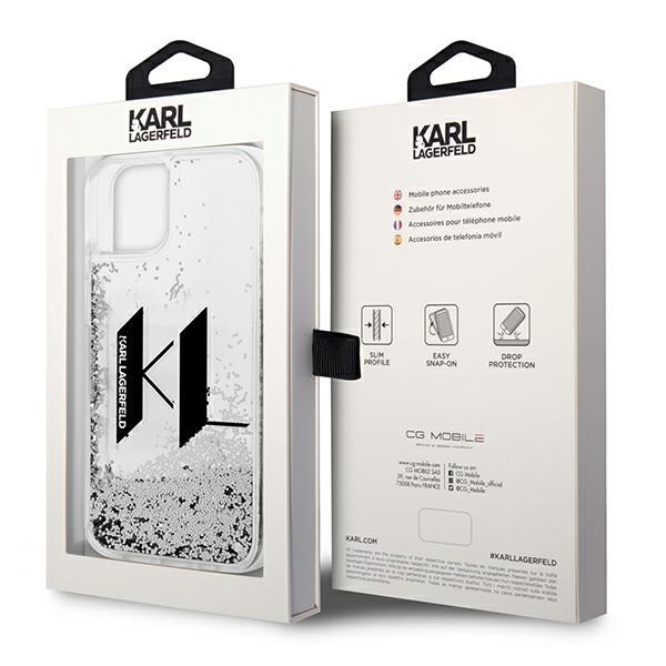 Karl Lagerfeld KLHCP14MLBKLCS Silver Liquid Glitter Big KL iPhone 14 Plus Tok