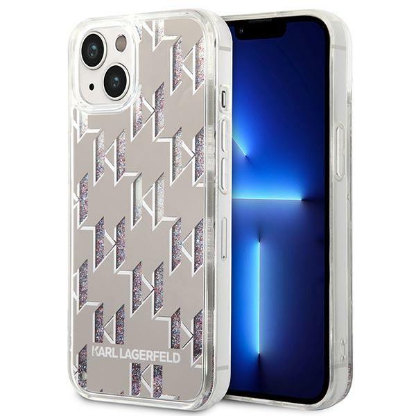 Karl Lagerfeld KLHCP14MLMNMS Silver Liquid Glitter Monogram iPhone 14 Plus Tok
