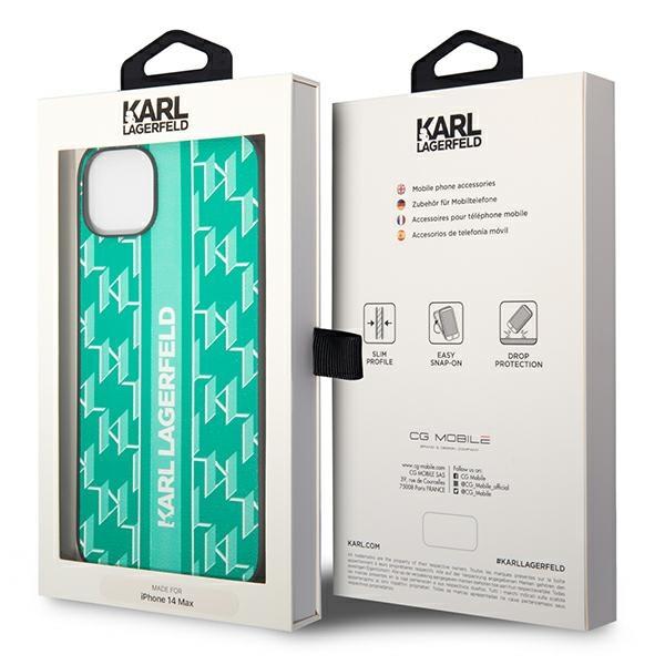 Karl Lagerfeld KLHCP14MPGKLSKN Green Monogram Stripe iPhone 14 Plus Tok